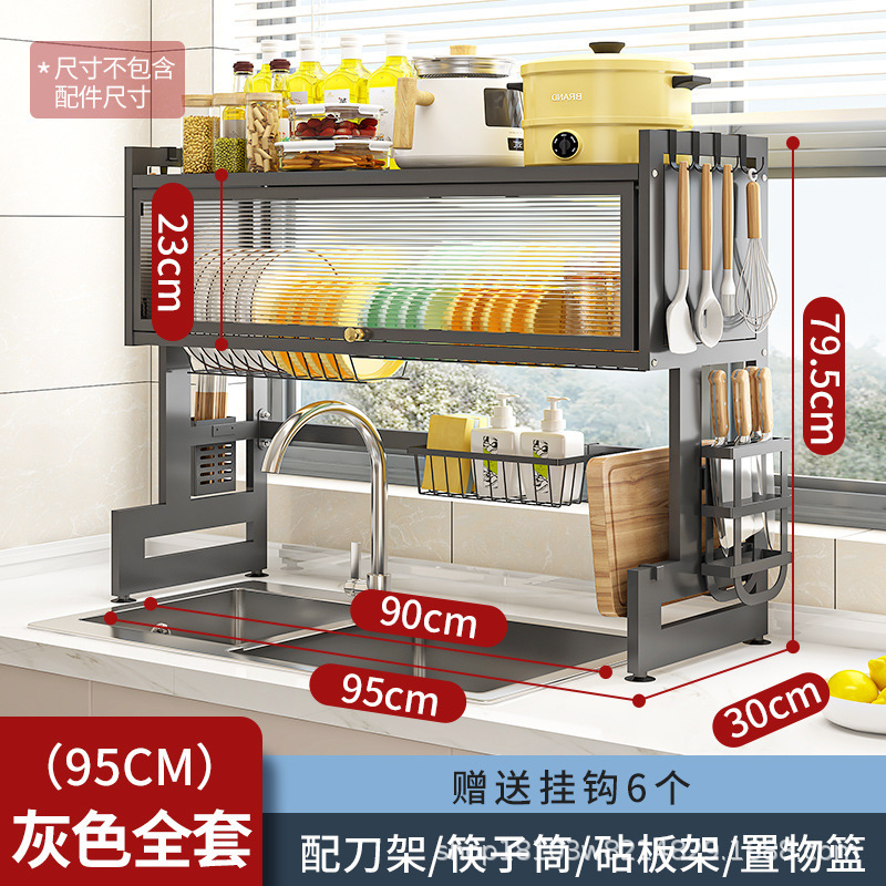 Estante de almacenamiento para fregadero de cocina, escurridor multifuncional de platos y cubiertos, organizador de encimera