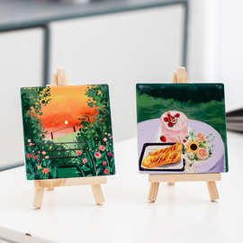 ins小清新学生桌面装饰摆台风景油画插画摆件家居饰品小画架