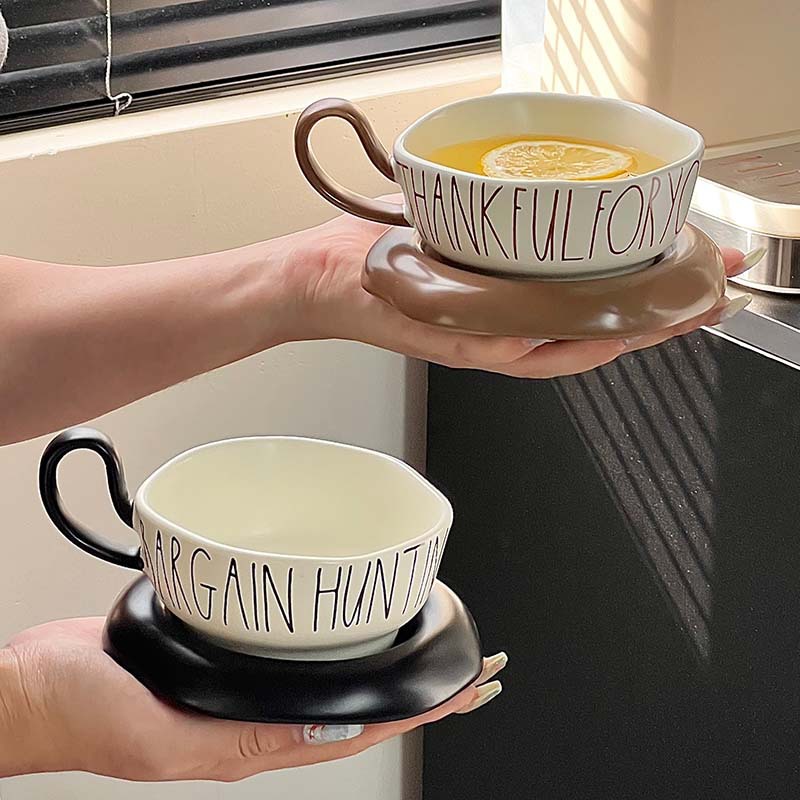 Light luxury simple ceramic coffee cup creative design sense letter…