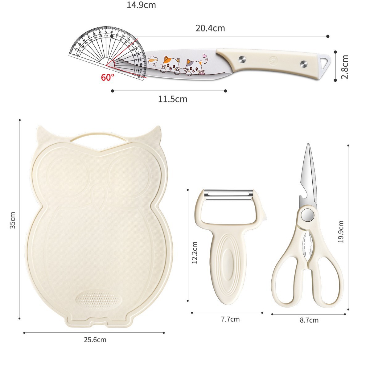 Cuchillo de frutas tablero de escritorio doméstico conjunto de almacenamiento dormitorio cuchillo de cocina para estudiantes tablero de cocina 2 en 1 cuchillo de alimentos para bebés