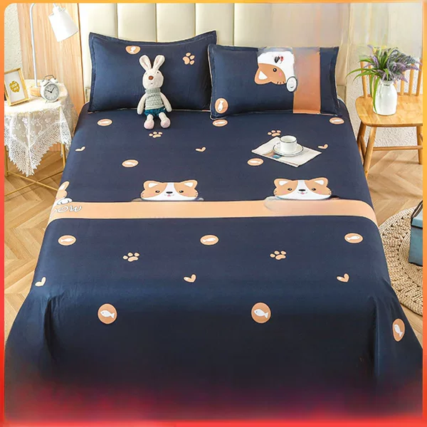 Bed Sheet for All Seasons, Single Piece, Pure Washed Cotton, Duvet Cover, Pillowcase, Student Dormitory Bedding Set, Three-Piece Set, Single, Children'S, Male, Double