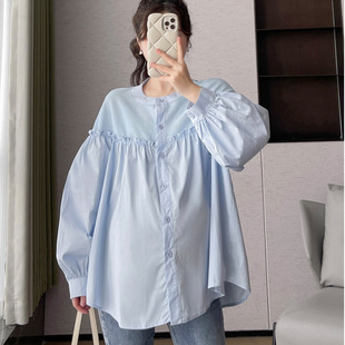 Maternity Tops Autumn Cotton Shirts 2025 Loose Plus Size Maternity Wear Long Sleeve Shirts Maternity Wear New Style