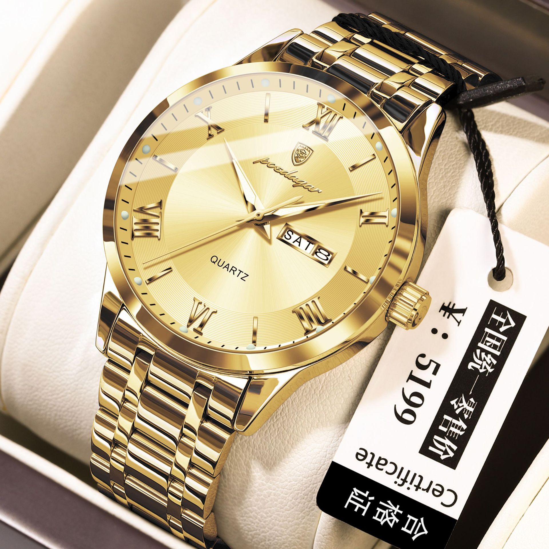 POEDAGAR / PEDAGAR nuevo reloj de hombre ultra delgado de negocios doble calendario relojes de cuarzo en vivo comercio exterior modelo 978
