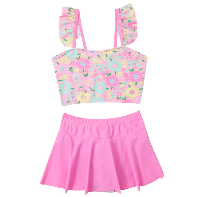 外贸儿童女童泳衣可爱宝宝分体游速干时尚小碎花温泉沙滩泳装批发