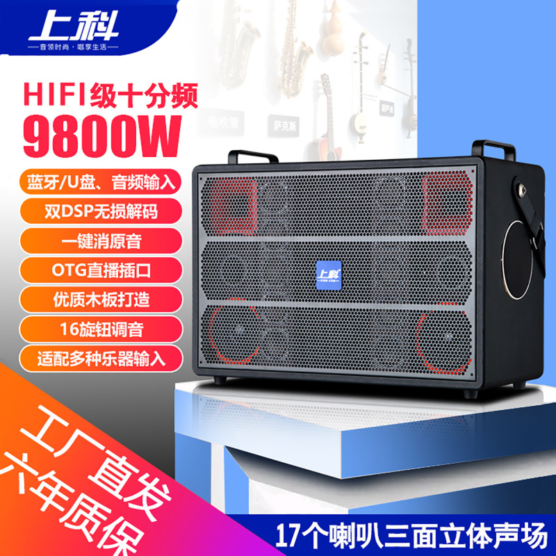 High-End Audio Outdoor Performance Musical Instrument Playing and Singing All-In-One Amplifier Multi-Functional High-Power Subwoofer Bluetooth Speaker