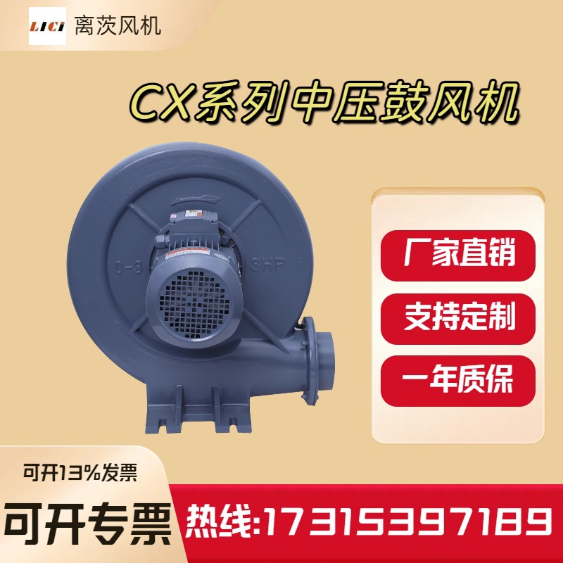 CX-125透浦式中压风机 工业锅炉热风循环铝合金外壳鼓风机2.2KW