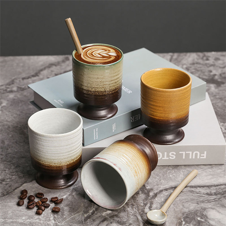 Rustikale Keramik Kaffeetasse Mit Graffiti Vintage Frühstücksbecher_voghion.com