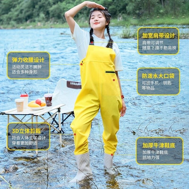 Women's Thickened Wading Pants, One-Piece Suit for Sea Fishing, Adult Waterproof Clothing, Lower Body Wading Pants, Water Shoes, Full-Body Suit Women's Thickened Wading Pants, One-Piece Suit for Sea Fishing, Adult Waterproof Clothing, Lower Body Wading Pants, Water Shoes, Full-Body Suit