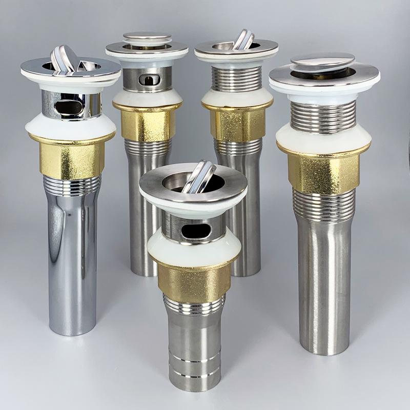 面盆洗脸盆加厚不锈钢下水器弹跳式台盆洗手盆防臭下水管排水配件