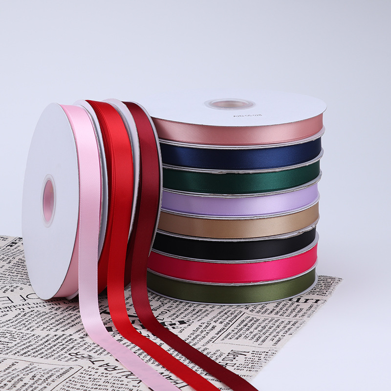 1,5 cm de doble cara de poliéster con arco DIY cinta ramo fresco fruta caja de regalo de embalaje accesorios de ropa de satén