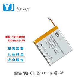 可定制锂电池753030 3.7V 650mAh美容仪POS机验钞机数码类电池