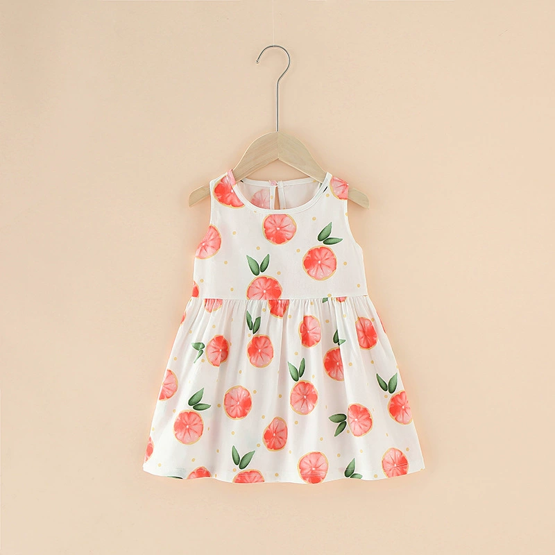 summer dresses	 100% Cotton Baby Girl Dress Summer Children Clothes Sleeveless Cloth Kids Princess Girls Dresses Party Fashion Outfit Clothing dresses evening