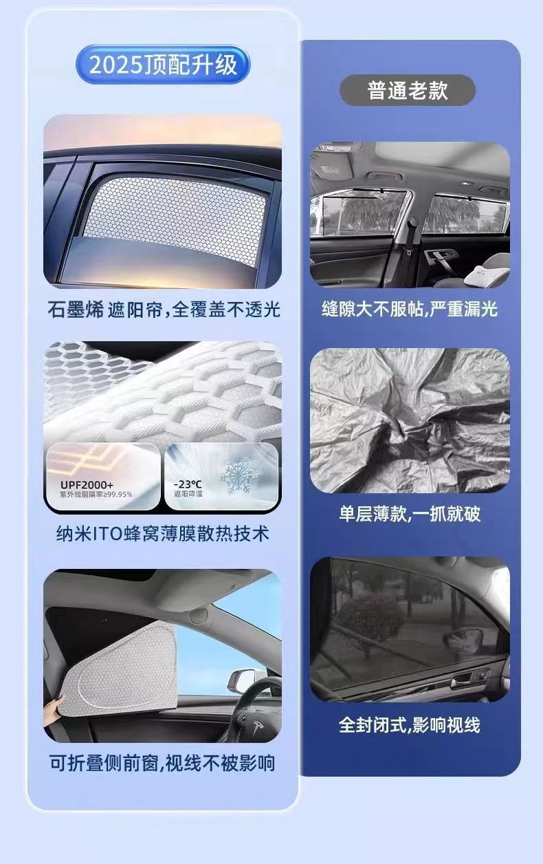 Car Sunshade, Custom-Made Graphene Privacy Curtain, Sun Protection and Heat Insulation Sunshade, Car Side Window Sunshade