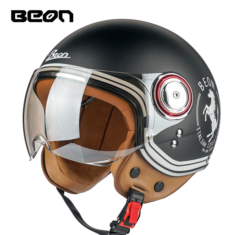 Beon motocicleta retro casco unisex cuatro estaciones universal coche eléctrico medio casco motocicleta 3C y certificación europea verano