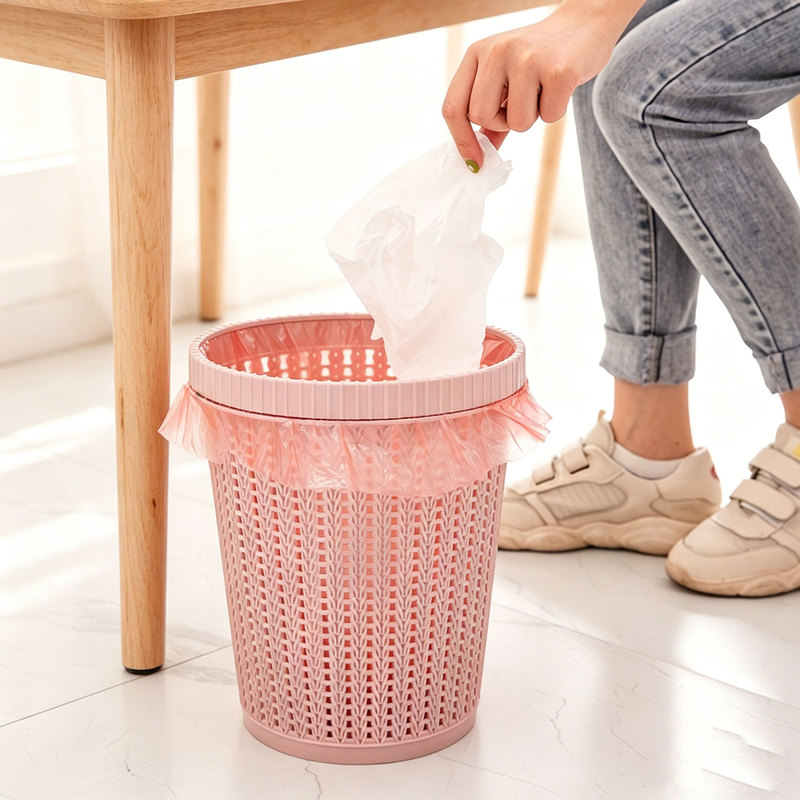 Large Automatic Bag Changing Trash Can Household Bottom Can Hold Garbage Bag Kitchen Bathroom Toilet Bagging Basket