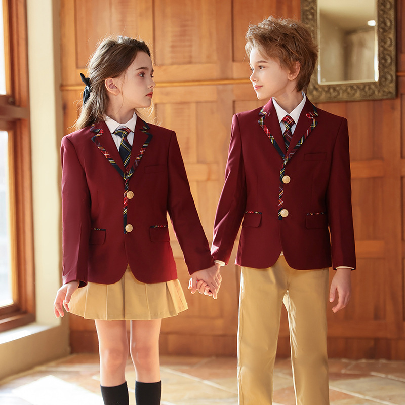 Uniforme de escuela primaria y secundaria Traje de traje de primavera y otoño para niños Traje de actuación de coro Traje de jardín de infantes Traje de clase de estilo universitario británico