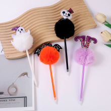 新款创意新款万圣节毛绒圆珠笔卡通搞怪毛球笔个性蝙蝠文具礼品