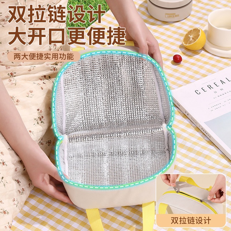 新款手提保温饭盒袋上班族学生便携带饭便当包防水大容量加厚铝箔|undefined
