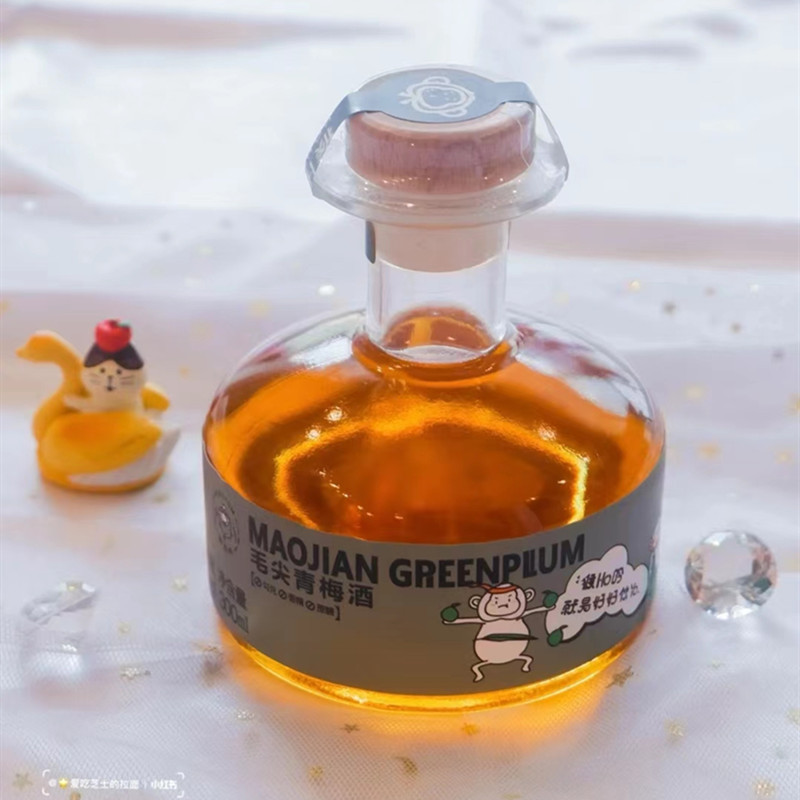 玻璃小酒瓶空瓶果酒瓶透明木塞自酿酒瓶冷萃咖啡透明分装玻璃瓶
