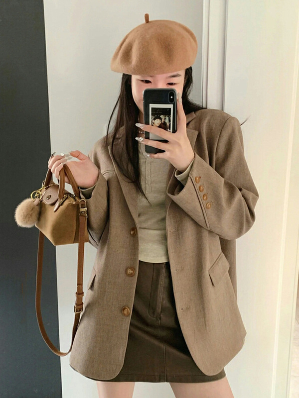 小西装外套女2025春秋新款超好看韩系休闲高级感小个子西服设计感|undefined