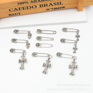 Cross Flower Brooch Decorative Pin Retro Metal Clothing Shoes and Hats Decorative Brooch Pin Accessories Alloy Diamond Batch