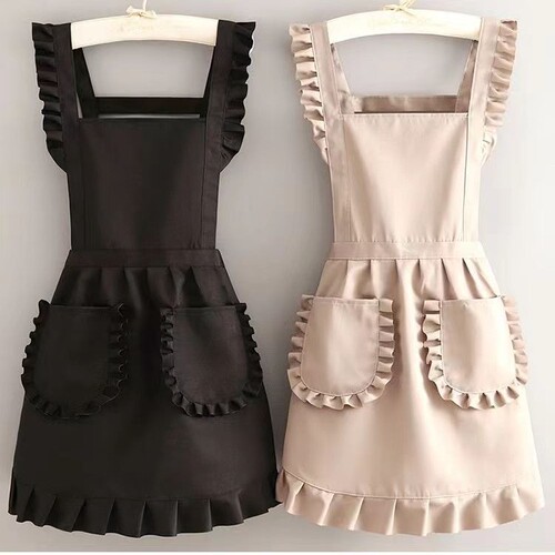 Women's Overalls Apron Maid Dress Work Uniform Office Durable Manicure Shop Kitchen Home Use Cooking Cute Korean Style Waist Apron