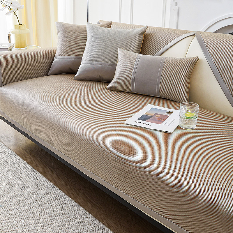 Nuevo cojín de sofá de seda de hielo, cojín fresco de verano de lujo ligero, cubierta de sofá de cuero antideslizante, cubierta de tela, cojín de alfombra de ratán de hielo fresco