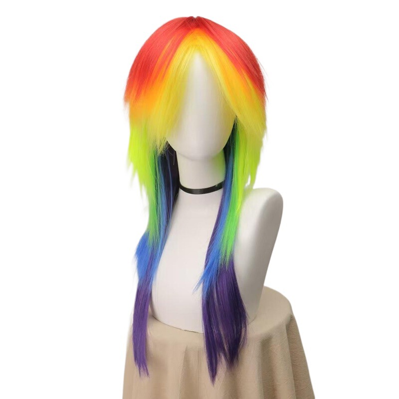 MY LITTLE PONY Colorful My Little Pony Yunbao Rainbow Personification Wig Anime cos Wig Rainbow