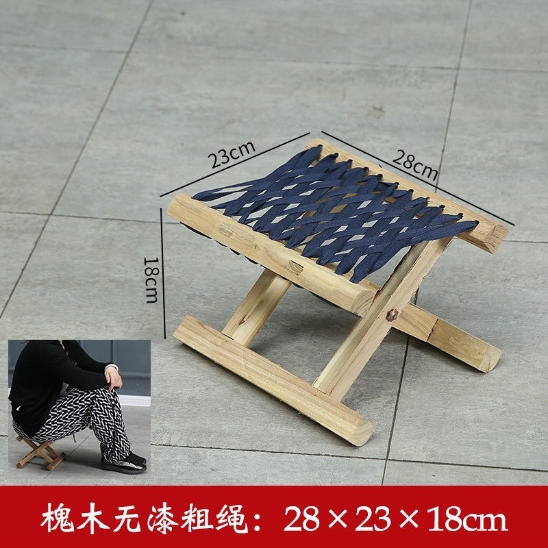 Taburete plegable al aire libre antiguo de madera sólida de madera Maza, taburete de barbacoa para el hogar, taburete de pesca portátil