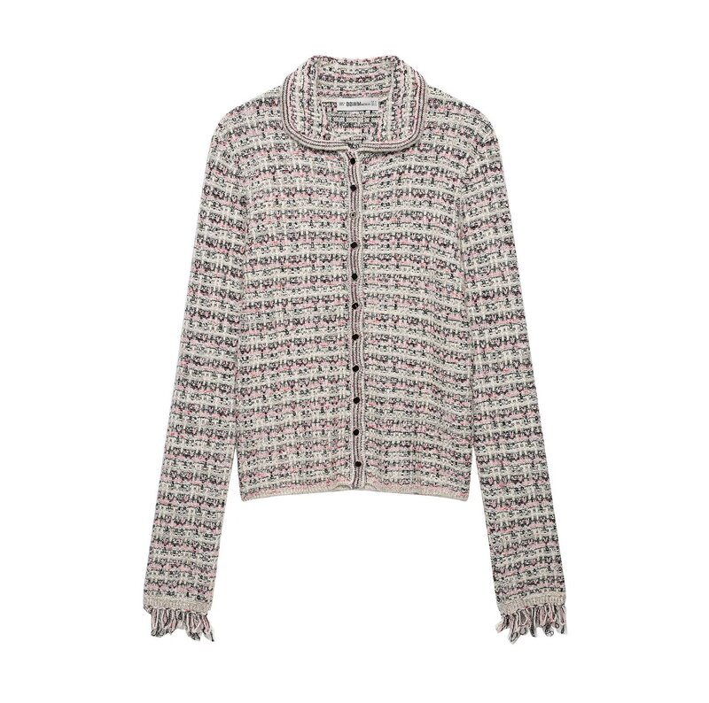 TAOP&ZA women's 2026 autumn new collection: casual and versatile knitted jacket with fringed cuffs, style 9874113 TAOP&ZA women's 2026 autumn new collection: casual and versatile knitted jacket with fringed cuffs, style 9874113