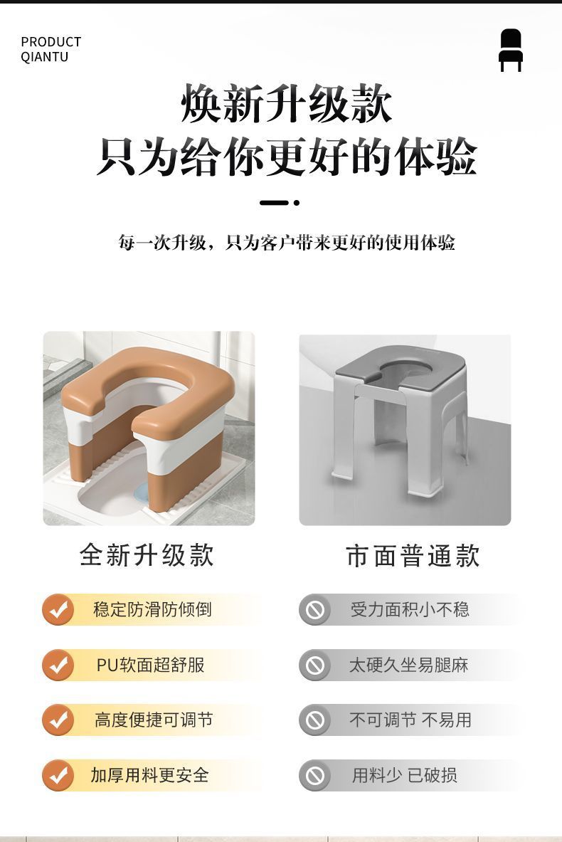 Home squat toilet seat frame, portable auxiliary stool for pregnant women and the elderly to use the toilet Item Picture