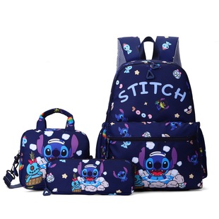 Cross-Border New Stitch Bag Three-Piece Set Children's Backpack High-Looking Large-Capacity Backpack for Boys and Girls