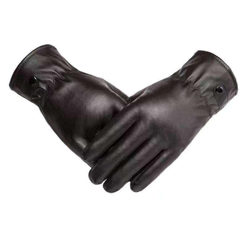 Guantes de cuero para hombres de invierno a prueba de viento, impermeable, guantes de motocicleta caliente, pantalla táctil de invierno