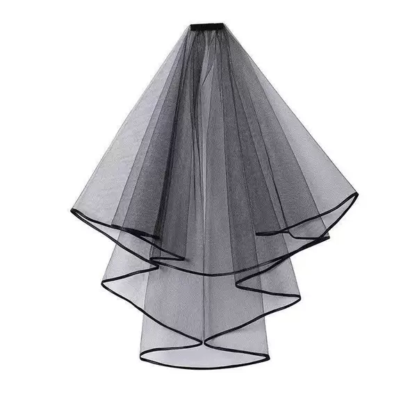 Wholesale foreign trade bridal black edging veil Halloween day COS photo style black edging double layer