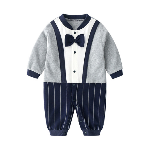 Baby's Spring and Summer Outfit for the First Month, Pure Cotton, Spring, for Boys 0-3-6 Months, College Style Bodysuit