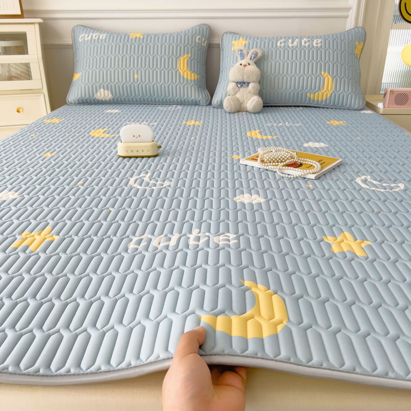 New Three-Piece Latex Mat Set, Summer Thickened Ice Silk Mat, Foldable Student Dormitory Air-Conditioned Mat, Customizable