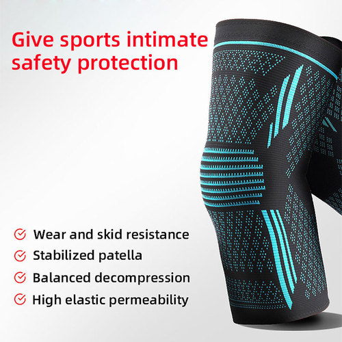 New style double-ripple silicone anti-slip nylon knitting breathable four-way elastic knee pads for sports protection