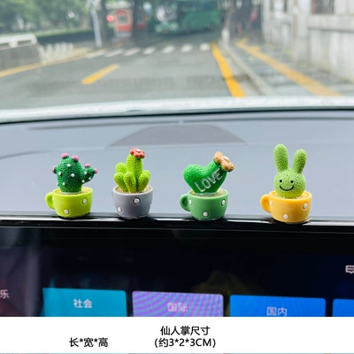 Car ornaments | Rearview Mirror Navigator Center - mini-cactus-potted-plants-4-pack