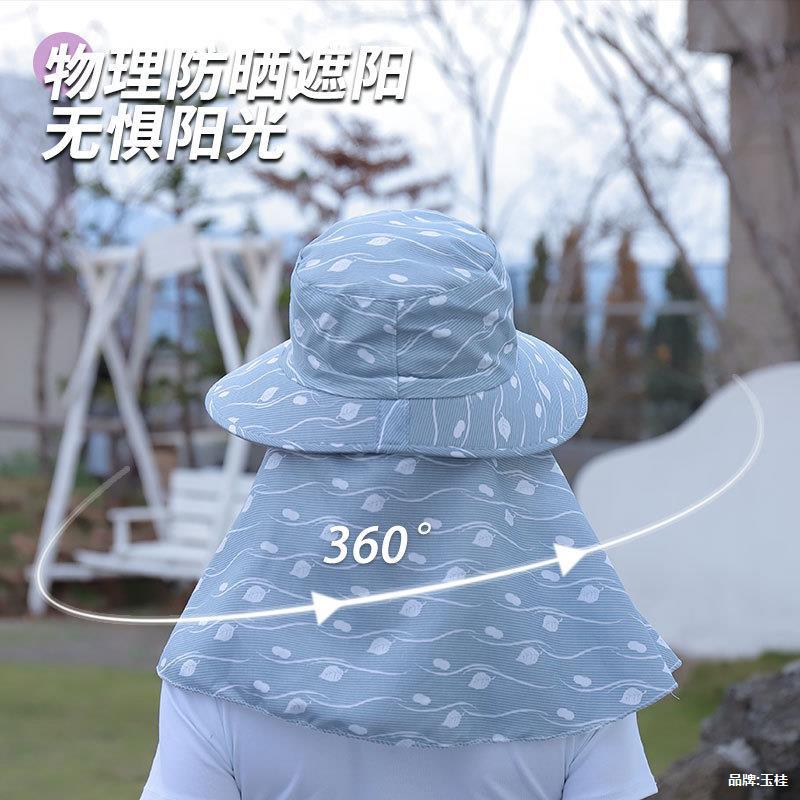 外贸大檐防晒帽户外骑行遮阳帽遮脸护颈太阳帽夏季女干活采茶帽子