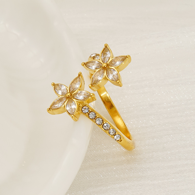 Anillo de ojo de caballo de circonio con microincrustaciones, diseño de nicho de ins femeninos, Japón y Corea del Sur, anillo ajustable de apertura de viento simple y frío