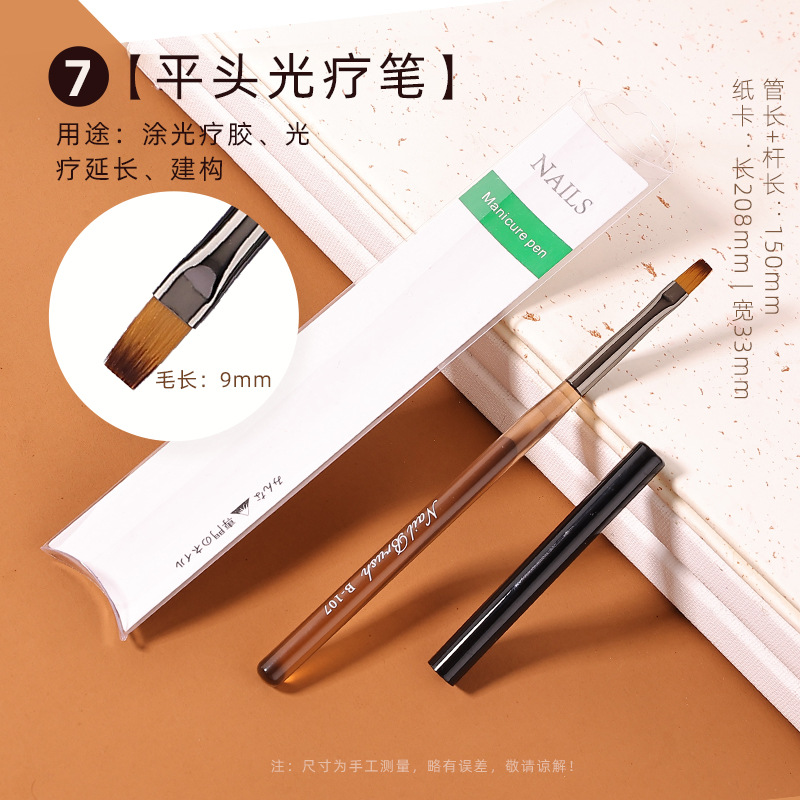 En stock marrón gruesa varilla pluma de Arte de uñas conjunto completo traje 15 piezas de arte de uñas pluma de fototerapia pluma de exploración en flor pluma pintada con tapa