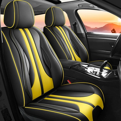 High-End Car Seat Cushion, Seat — Seat cushion, seat cover - standard-version-no-headrest-and-waistrest-warm-yellow-front-row-two-seats