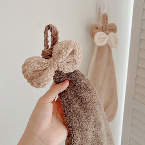 Cute hand towel hanging absorbent lint-free kitchen household quick-drying hand towel coral velvet children's rag