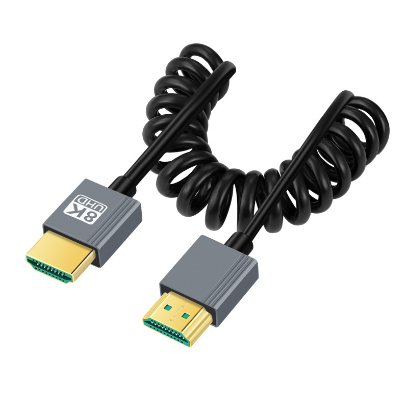 HDTV2.1版極細伸縮バネ線側エルボhdカメラ一眼レフコード8k60hz 4k120h|undefined