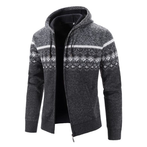 New sweater cross-border bestseller large size warm and thick gradient color foreign trade casual men's coat knit sweater