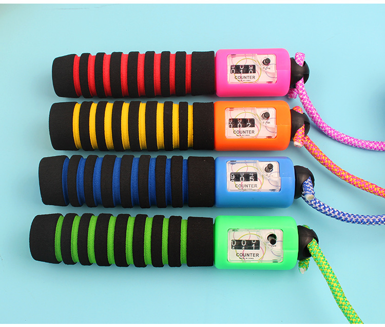 New Skipping Rope Wholesale Color Cotton Glue Skipping Student Automatic Counting Rope Sponge Handle display picture 3