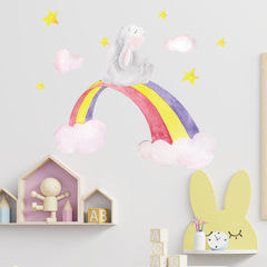 FX-F179 卡通可愛彩虹獨角獸雲朵兒童房幼兒園家居牆面裝飾牆貼紙