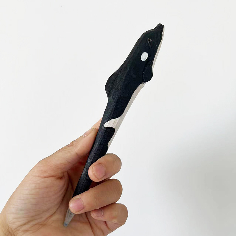 Qingmufan creativo talla de madera animal pluma artesanía regalo pluma de gel pluma talla de madera pluma de publicidad regalo