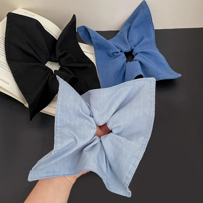 Alta sensación jeans azul intestino anillo de cabello feminino sen cuadrado toallas cuadradas cuerdas de cabello atadas cuerdas de cabello adornamientos de cabello