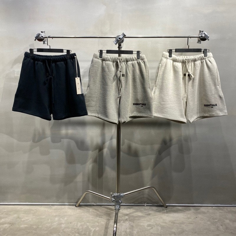 Ningbo Original Factory ESSENTIALS Green X Version FOG Season 8 Re-line Flocked Loose Casual Shorts (5-inch Pants) Trendy